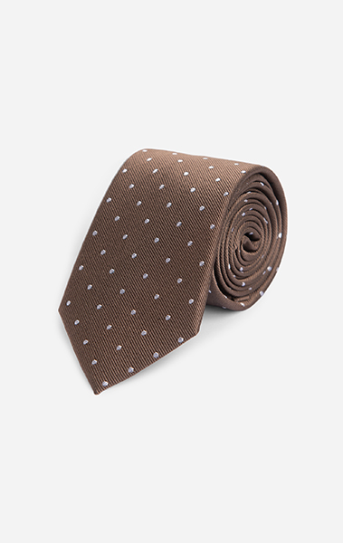 Toffee Twill Polkadot Tie